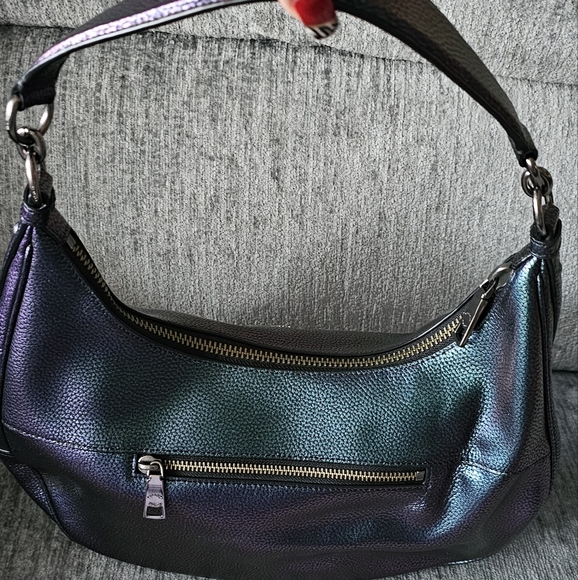 Rare HTF Coach East West HARLEY Oil Slick Hologram Iridescent Leather Hobo - Picture 2 of 9